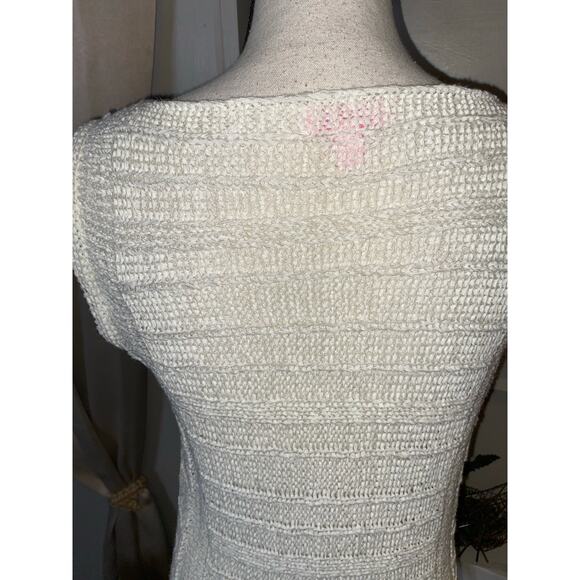 Lilly Pulitzer Small White/Cream GUC Crochet Style Knit Fringe Sleeveless Top - Picture 11 of 12